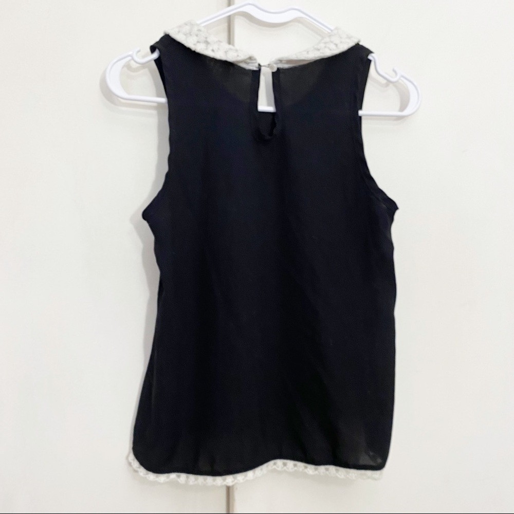MAUVE lacy collar lace hem trapeze style sleeveless polyester top XS - Picture 4 of 6